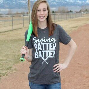 Swing Batter Batter T-Shirt Gray Grey Baseball Sm